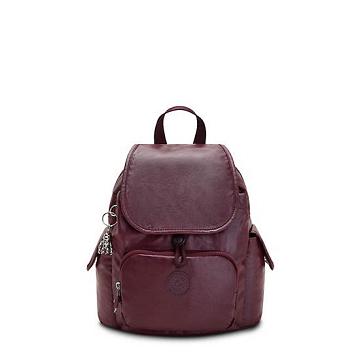 Plecaki Kipling City Pack Mini Klasyczne Metallic Bordowe | PL 1735TC